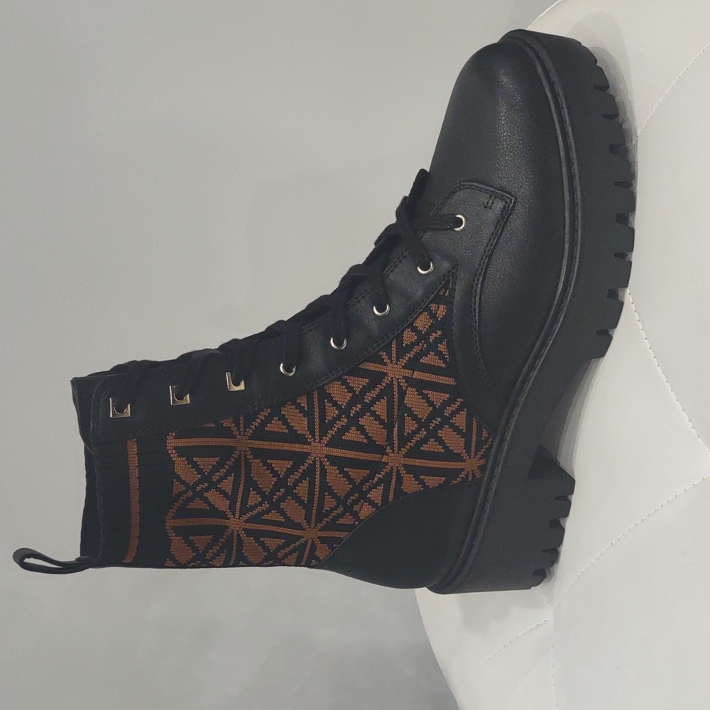 Antonio Melani 20th year anniversary combat leather hiking Lace boot lug Black 9 - Picture 3 of 6